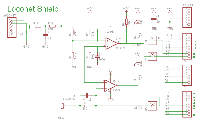 Schematic of Shield ([PDF Version](Loconet_Shield.sch.pdf))