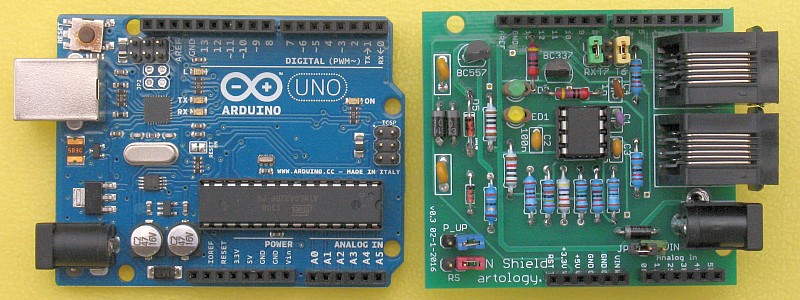 The Arduino UNO and the FremoLNShield are great Hardware for LocoLinx