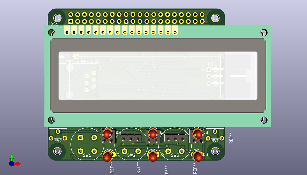 Upper side of board with display